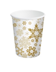 Bicchieri carta 240 ML. «Gold Ice Noel» - Confezione 10 pezzi