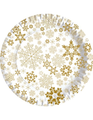 Piatti carta Cm. 18 «Gold Ice Noel» - Confezione 10 pezzi