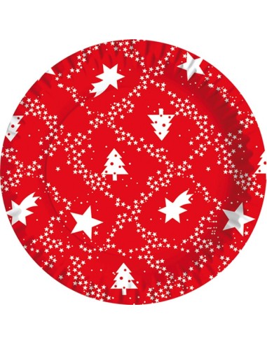 Piatto carta Cm. 18 "Red Xmas" - Confezione 10 pezzi