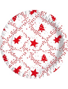 Piatto carta Cm. 23 "Red Xmas" - Confezione 10 pezzi
