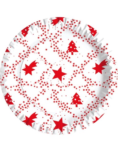 Piatto carta Cm. 23 "Red Xmas" - Confezione 10 pezzi