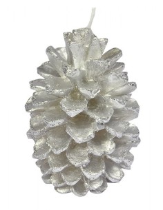 Candela cera pigna argentata glitterata Cm. 10x7