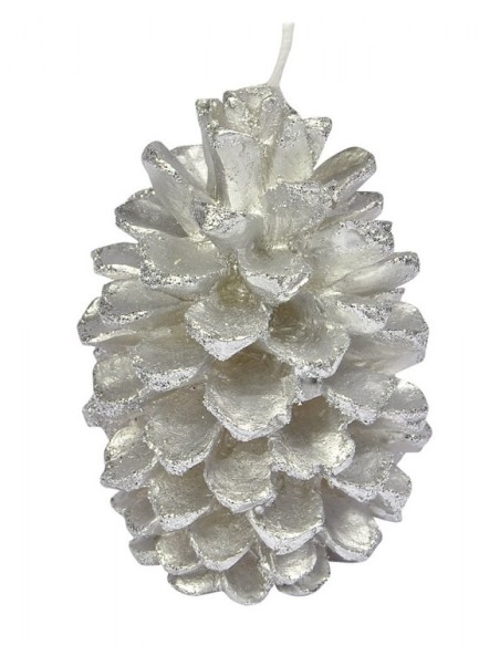 Candela cera pigna argentata glitterata Cm. 10x7