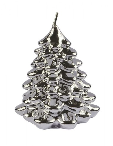 Candela cera natalizia Albero Argento Lucido Cm. 10x8
