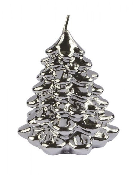 Candela cera natalizia Albero Argento Lucido Cm. 10x8