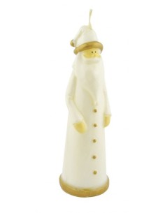 Candela cera Babbo Natale lucida bianca Cm. 15