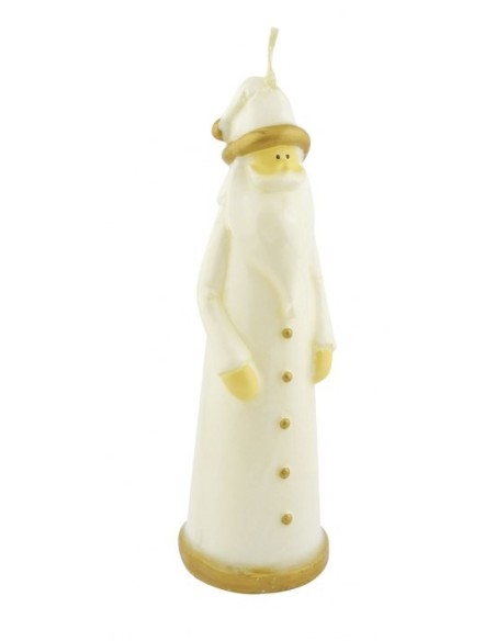 Candela cera Babbo Natale lucida bianca Cm. 15