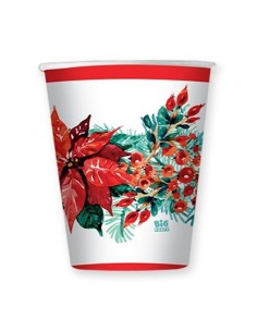 Bicchieri carta 250cc. «Floral Christmas» – Confezione 8 pezzi