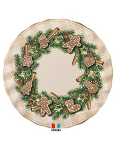 Piatto carta Cm. 25 Natalizio «Gingerbread» – Confezione 6 pezzi