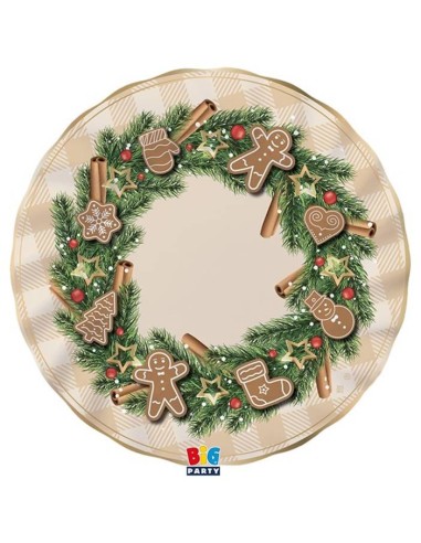 Piatto carta Cm. 25 Natalizio «Gingerbread» – Confezione 6 pezzi