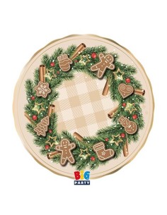 Piatto carta Cm. 20 Natalizio «Gingerbread» – Confezione 6 pezzi