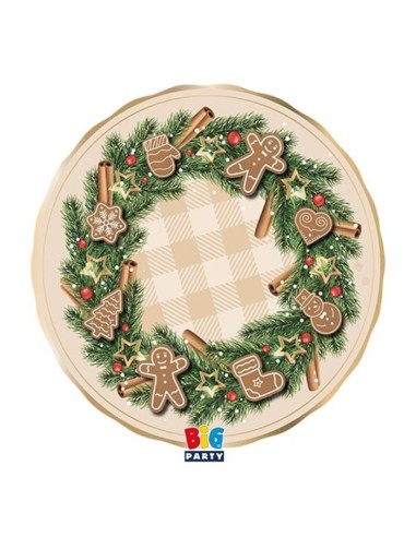 Piatto carta Cm. 20 Natalizio «Gingerbread» – Confezione 6 pezzi