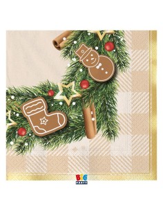 Tovaglioli carta 3 veli Cm. 33x33 Natalizio «Gingerbread» – Cf. 16 pezzi