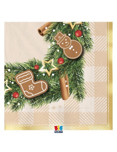 Tovaglioli carta 3 veli Cm. 33x33 Natalizio «Gingerbread» – Cf. 16 pezzi