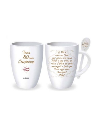 Tazza mug con cucchiaino - 80 anni