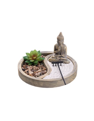Giardino zen rotondo con statuina Cm. 20x12