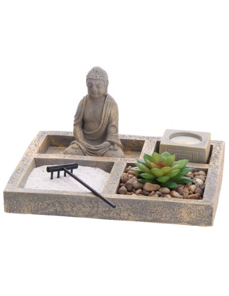 Giardino zen rettangolare con statuina Cm. 24x20x13