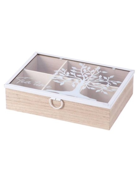 Scatola porta the 6 scomparti Cm. 23x16x6 - Albero - Colori assortiti