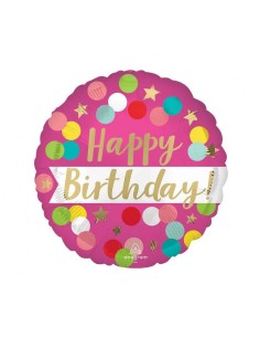 Palloncino mylar 18" Cm. 45 - Happy Birthday pink