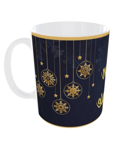 Tazza mug ceramica in scatola "Buon Natale" - Blu e oro