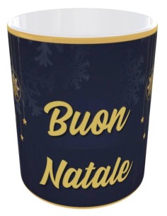 Tazza mug ceramica in scatola "Buon Natale" - Blu e oro 2