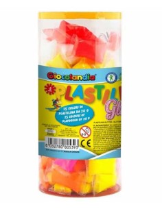 Cilindro trasparente con 25 pezzi di plastilina glitterata da 20 gr. - Cm. 10x19