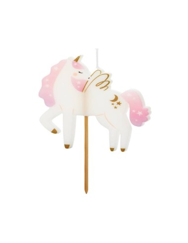 Candelina per torta cera Cm. 9 - Unicorno