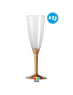 Calice Flute Crystal 130cc. con base oro - Set 12 pezzi