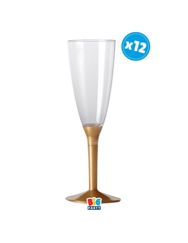 Calice Flute Crystal 130cc. con base oro - Set 12 pezzi
