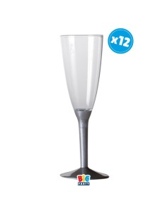 Calice Flute Crystal 130cc. con base argento - Set 12 pezzi