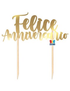 Cake topper metallizzato Italic – Felice anniversario