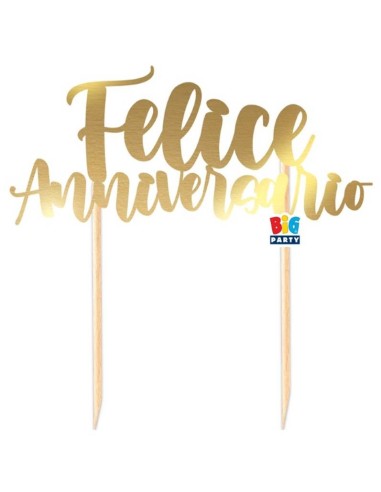 Cake topper metallizzato Italic – Felice anniversario