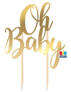 Cake topper metallizzato italic - Oh Baby