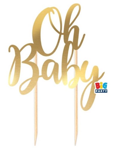Cake topper metallizzato italic - Oh Baby