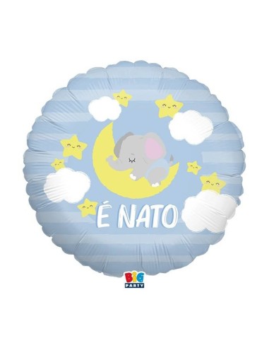 Palloncino mylar 18’’ Cm. 45 – Elefantino sulla luna – E’ nato