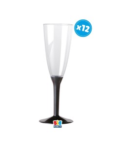 Calice Flute Crystal 130cc. con base nera - Set 12 pezzi