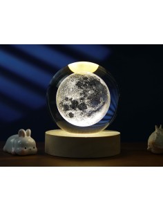 Lampada sfera media crystal con base luminosa Diametro cm. 8 - Luna