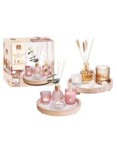 Set regalo con diffusore 100 ML e candele con base legno