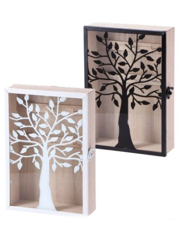 Portachiavi da parete in legno Cm. 18x6x26 «Albero» – Colori assortiti