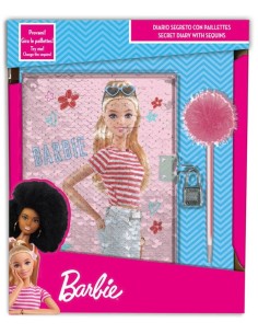 Diario segreto con paillettes reversibile e penna - Barbie