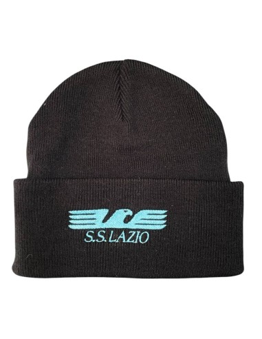 Cappello cuffia acrilico zuccotto ricamato nero SS Lazio
