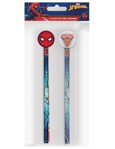 Set 2 matite con gomma in blister - Spiderman