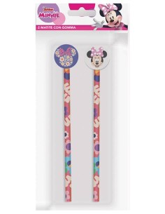 Set 2 matite con gomma in blister - Minnie