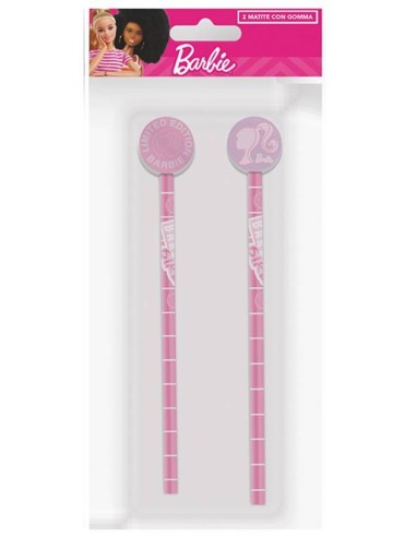 Set 2 matite con gomma in blister - Barbie