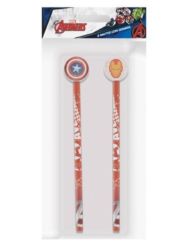 Set 2 matite con gomma in blister - Avengers