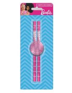 Set 2 matite con gomma in blister - Barbie