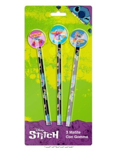Blister 3 matite con gomma - Stitch