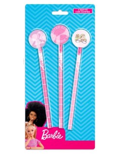 Blister 3 matite con gomma - Barbie