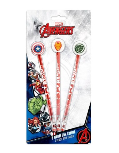 Blister 3 matite con gomma - Avengers