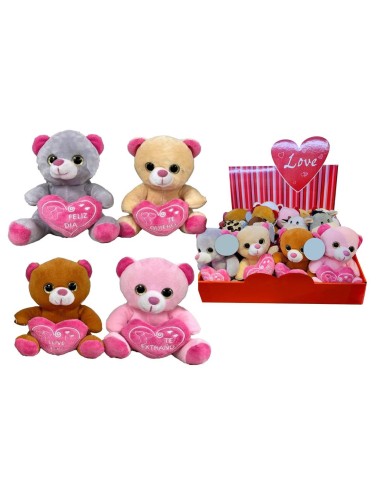 Peluche orsetto con occhioni Cm. 16 con cuore - Soggetti assortiti